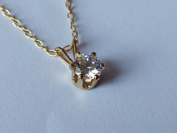 gold plated silver chain with 6 mm white zirconia pendant-anchor chain 45 cm-